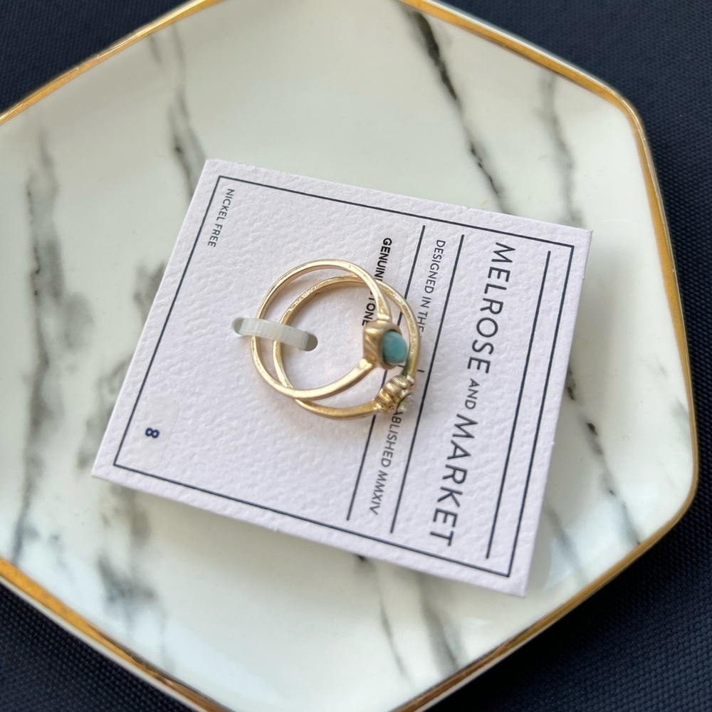 Melrose and Market NEW Gold Rings Size 8 Genuine Stone Nickel Free - Picture 3 of 5